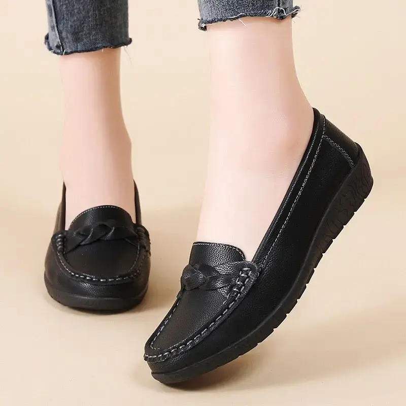 ladies black leather loafers Blossom Shoe 